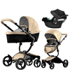 MIMA XARI® | EKSKLUZYWNY WÓZEK 3W1 | GŁĘBOKO-SPACEROWY | + FOTELIK ATON B2 | RAMA 4G BLACK | WKŁADKA DO WÓZKA | GOLD CHAMPAGNE