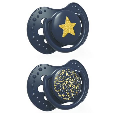 LOVI SMOCZEK SILIKONOWY DYNAMICZNY 2SZT | 0-3M | 3-6M | 6-18M | STARDUST BLUE