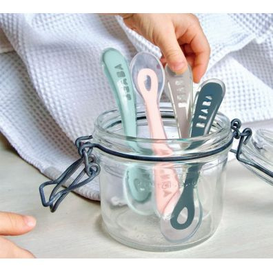 BEABA ŁYŻECZKA SYLIKONOWA 8M + NIEBIESKA