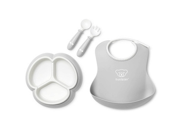 BABYBJORN - Zestaw do karmienia Mealtime - Grey