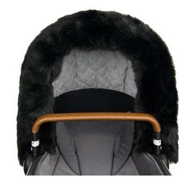 BJALLRA Futro kołnierz na budkę wózka, Black