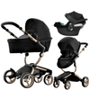 MIMA XARI® | EKSKLUZYWNY WÓZEK 3W1 | GŁĘBOKO-SPACEROWY | + FOTELIK ATON B2 | RAMA 4G CHAMPAGNE | WKŁADKA DO WÓZKA | BLACK