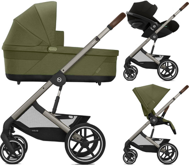 Zestaw 3w1 Cybex Wózek Balios S Lux (Tpe) Moss Green & Gondola Balios S Lux Moss Green & Fotelik Samochodowy Cloud G Comfort Magic Black