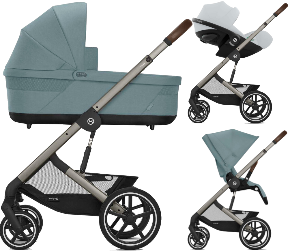 Zestaw 3w1 Cybex Wózek Balios S Lux (Tpe) Stormy Blue & Gondola Balios S Lux Stormy Blue & Fotelik Samochodowy Cloud G Comfort Fog Grey