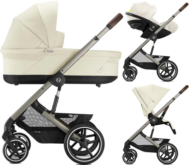 Zestaw 3w1 Cybex Wózek Balios S Lux (Tpe) Seashell Beige & Gondola Balios S Lux Seashell Beige & Fotelik Samochodowy Cloud G Plus Seashell Beige