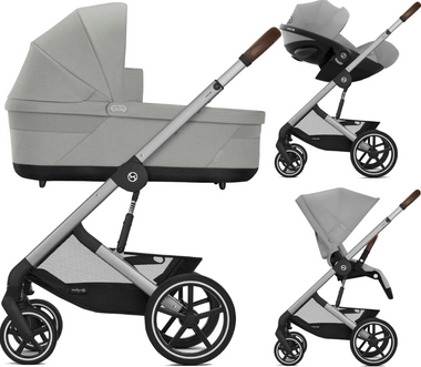 Zestaw 3w1 Cybex Wózek Balios S Lux (Slv) Stone Grey & Gondola Balios S Lux Stone Grey & Fotelik Samochodowy Cloud G Plus Stone Grey