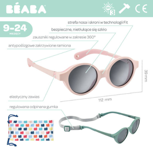 BEABA | OKULARY PRZECIWSŁONECZNE | 9-24M | 2-4 LATA | UV | ROSE