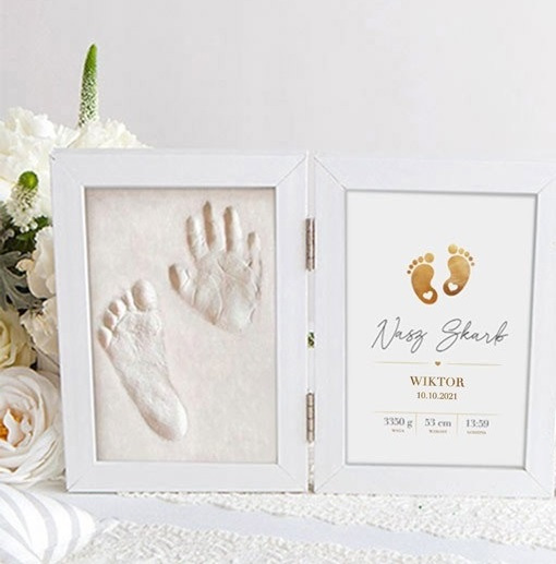 ODCISK BOBASA TINY MEMORIES RAMKA Z GLINKĄ BIAŁA