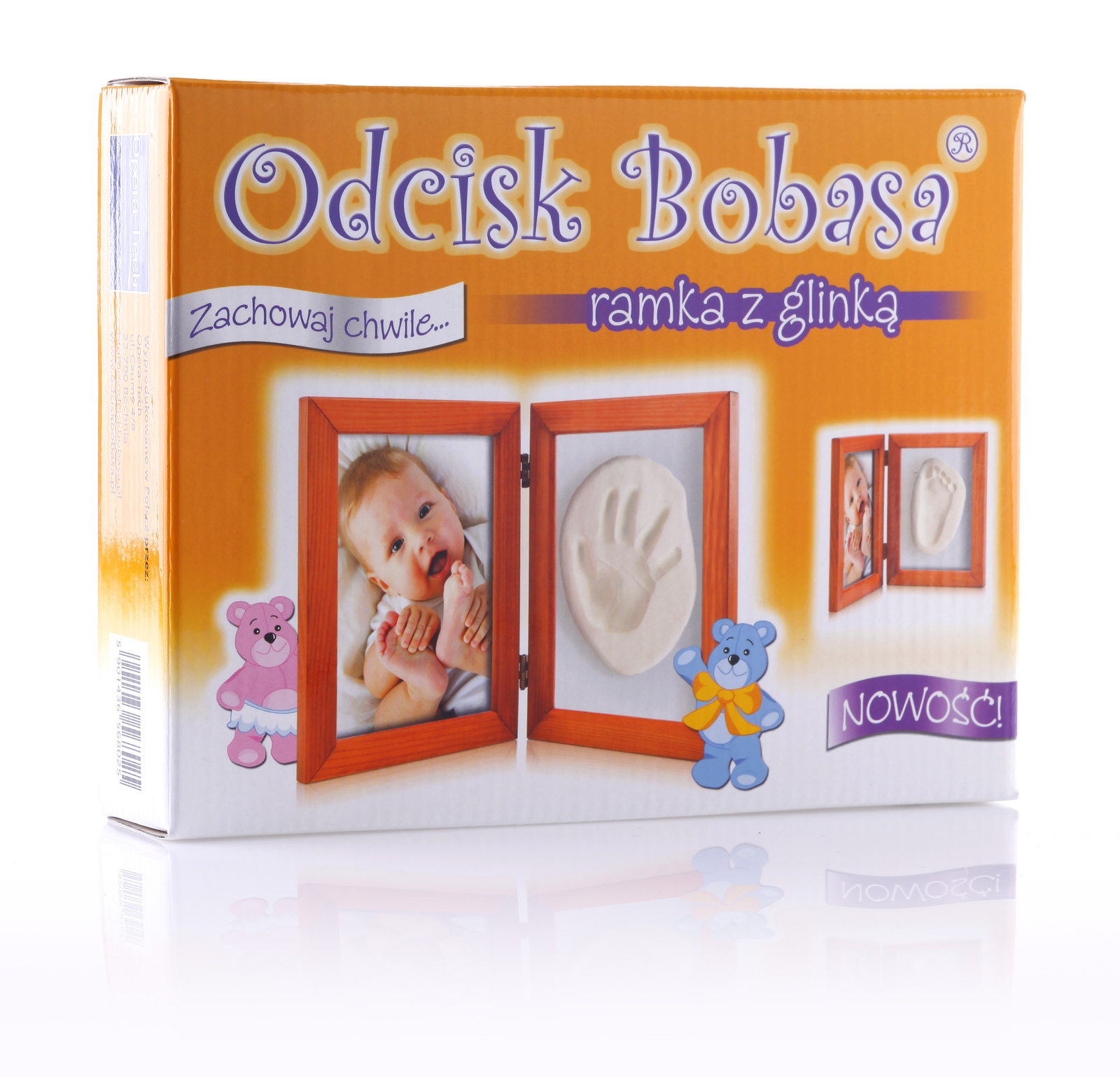 ODCISK BOBASA TINY MEMORIES RAMKA Z GLINKĄ BIAŁA