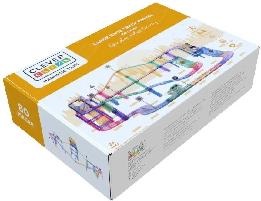 Cleverclixx Klocki magnetyczne Big Race Track, 80