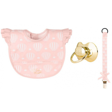 Bjallra Zestaw Śliniak + zawieszka Pink Sky balony