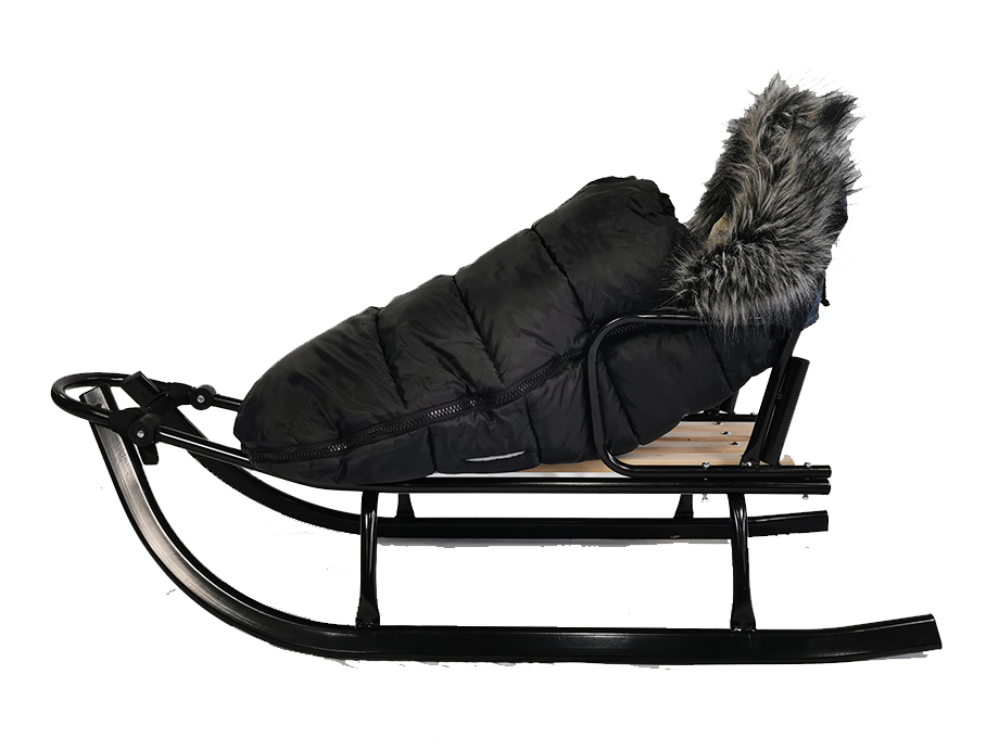 Sanki z oparciem i pchaczem, solidne | czarne