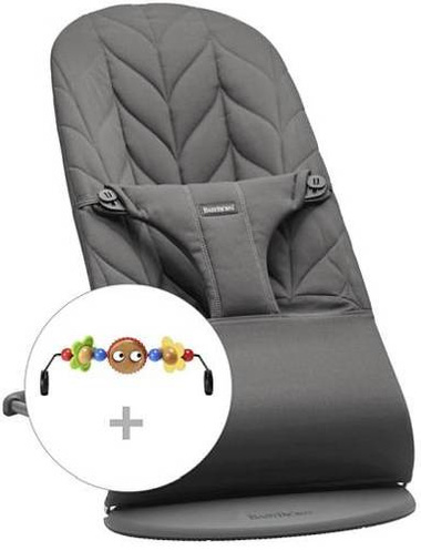 BABYBJÖRN - Bouncer BLISS - Anthracite, Cotton, Petal Quilt + Toy BALANCE Googly Eyes