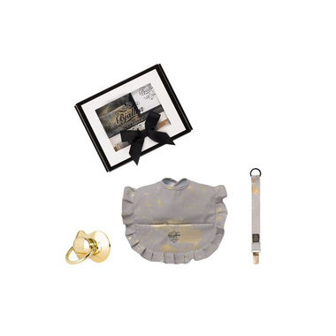 Bjallra Zestaw Śliniak + zawieszka Grey Golden