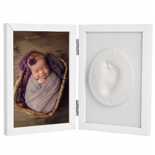 ODCISK BOBASA TINY MEMORIES RAMKA Z GLINKĄ BIAŁA