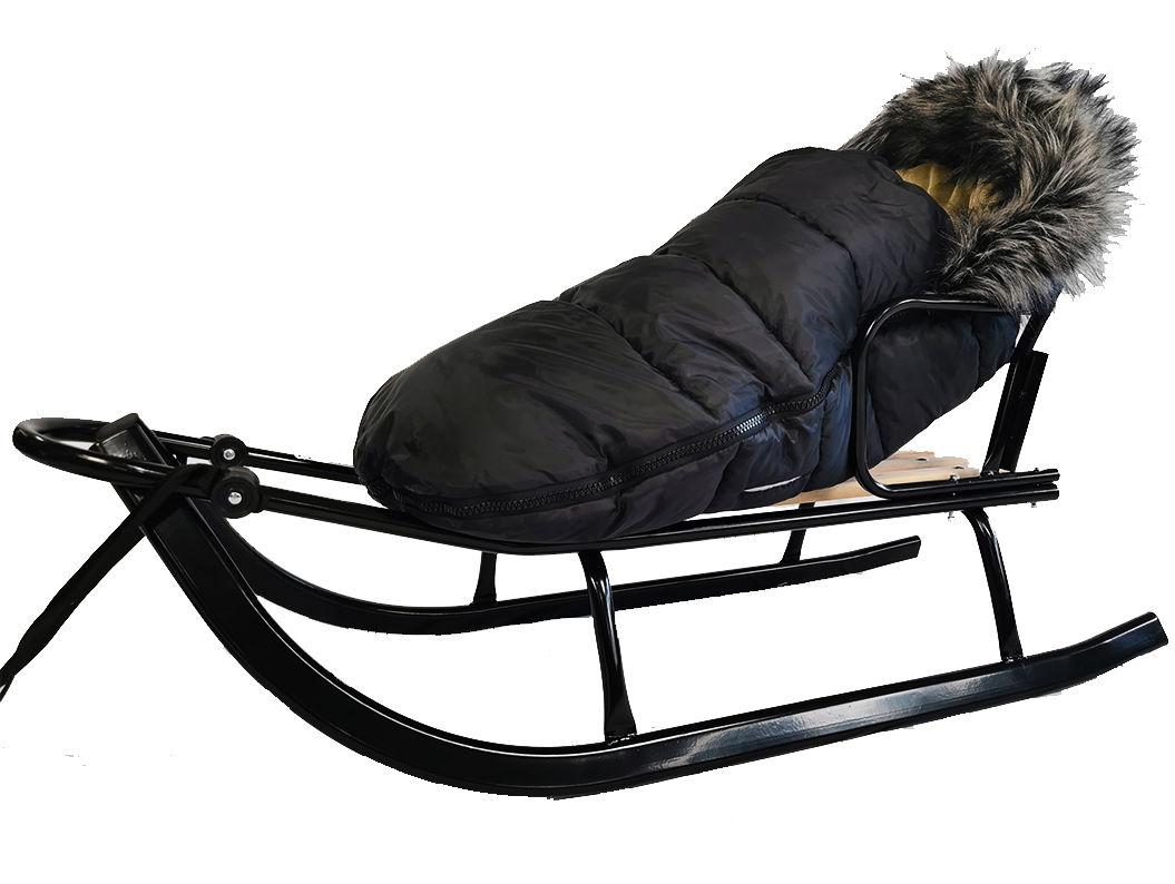 Sanki z oparciem i pchaczem, solidne | czarne