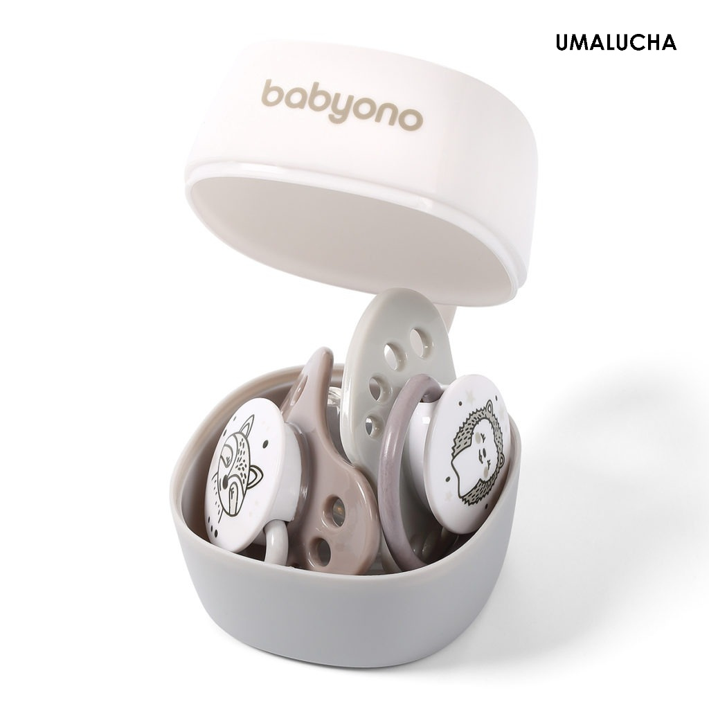 Babyono Pojemnik na smoczek, White & Grey.