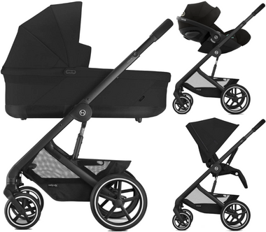 Zestaw 3w1 Cybex Wózek Balios S Lux (Blk) Moon Black & Gondola Balios S Lux Moon Black & Fotelik Samochodowy Cloud G Plus Moon Black