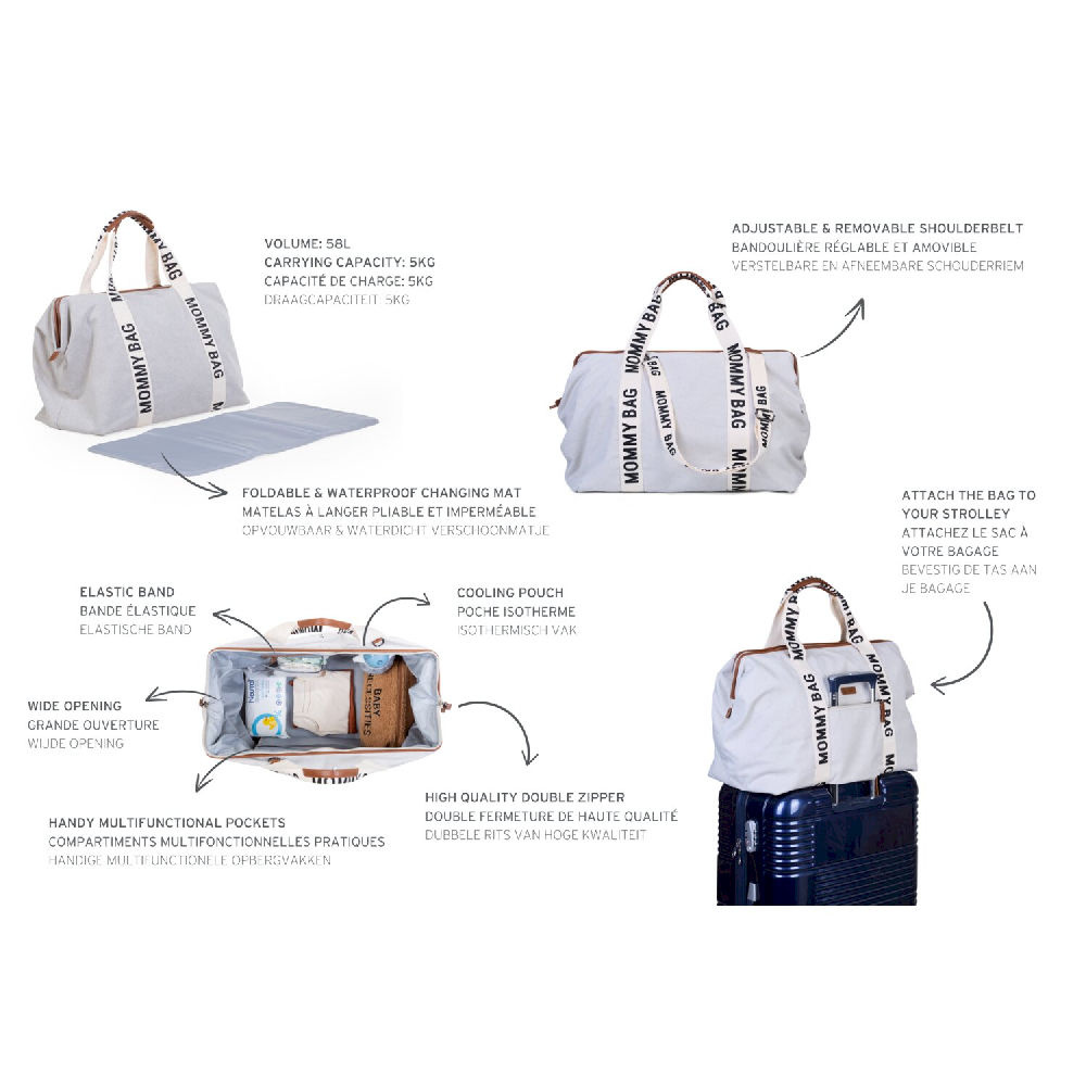 Childhome TORBA MOMMY BAG SIGNATURE Off White