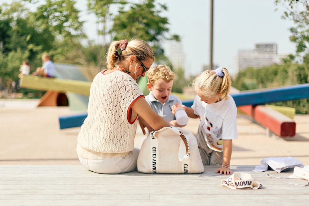 Childhome Torba do wózka Mommy Club Signature Teddy White