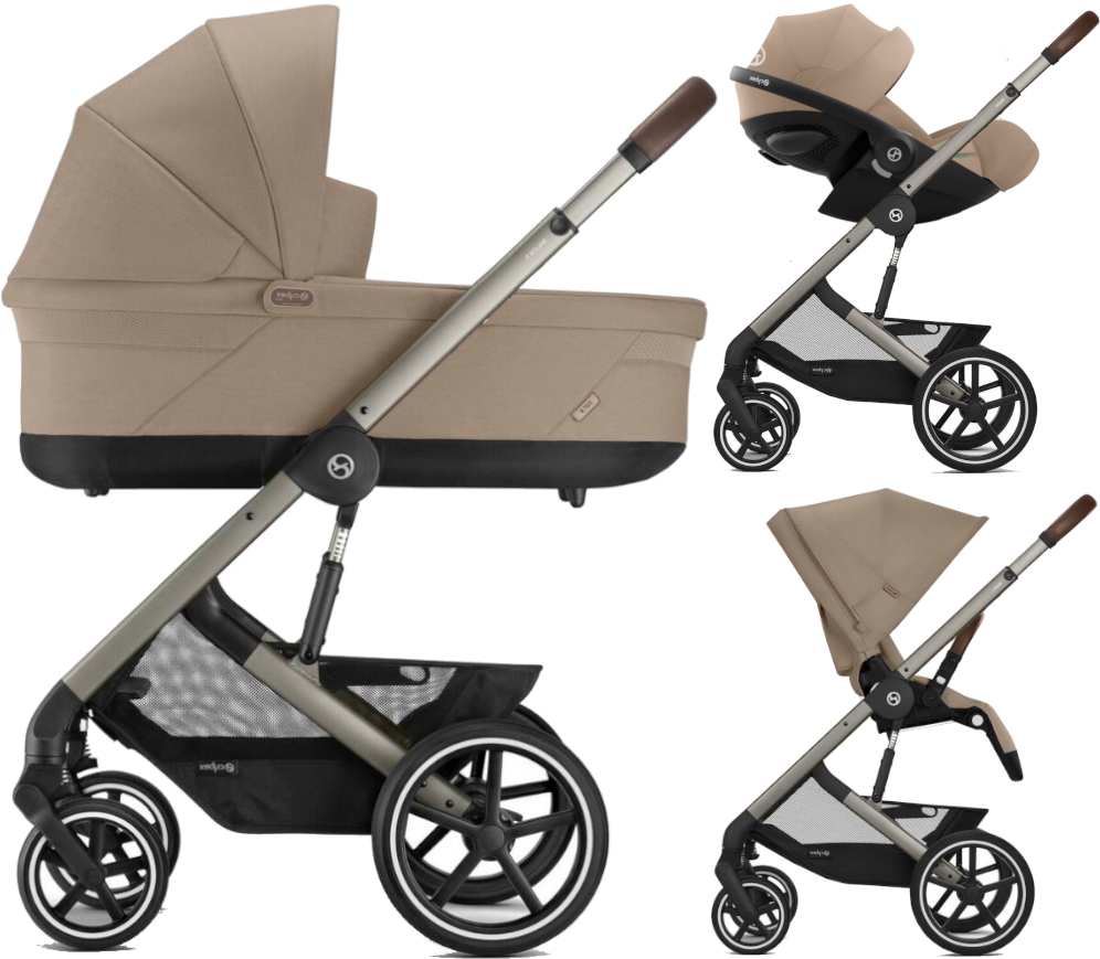 Zestaw 3w1 Cybex Wózek Balios S Lux (Tpe) Almond Beige & Gondola Balios S Lux Almond Beige & Fotelik Samochodowy Cloud G Plus Almond Beige