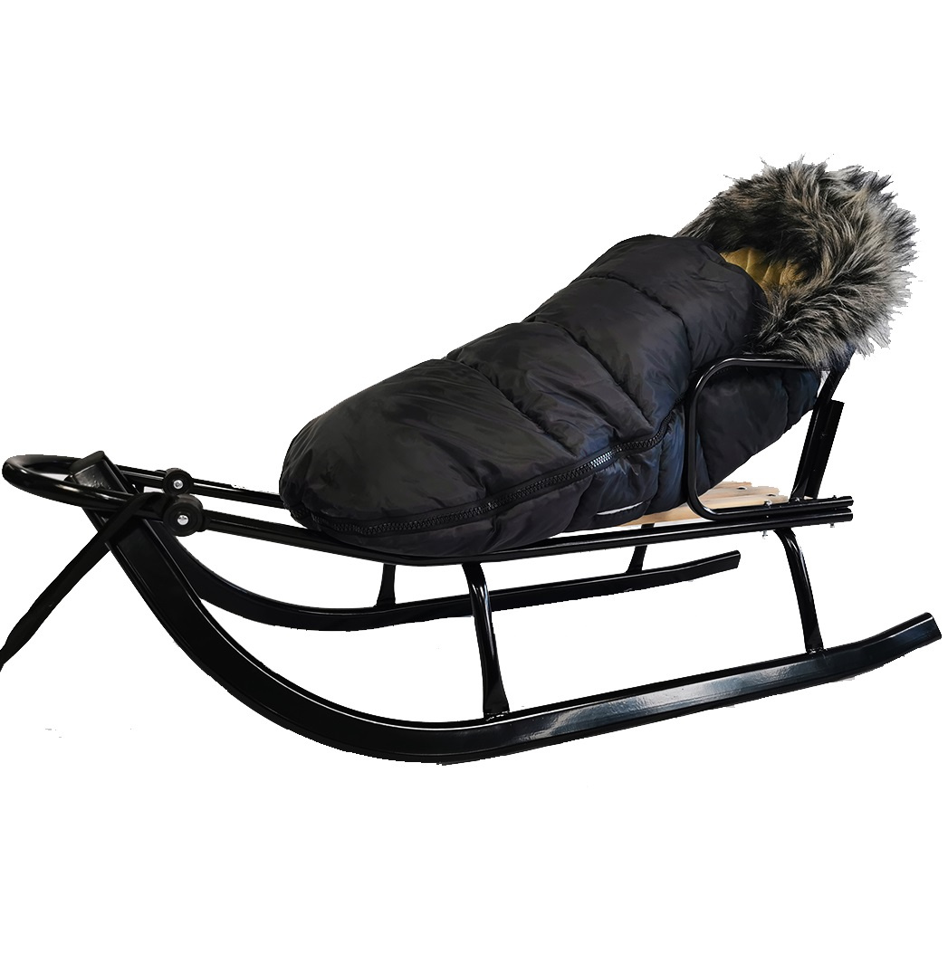 Sanki 3w1 z oparciem & pchaczem (drewniane), Black