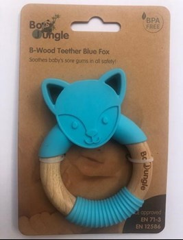 B-Gryzak drewniano-silikonowy Animals Blue Fox