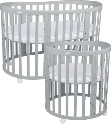 Waldin łóżeczko z materacem 7w1 (owalne), Grey