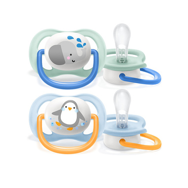 Smoczek Uspokajający Ultra Air Boy 0m+ słoń/pingwin - 2 szt