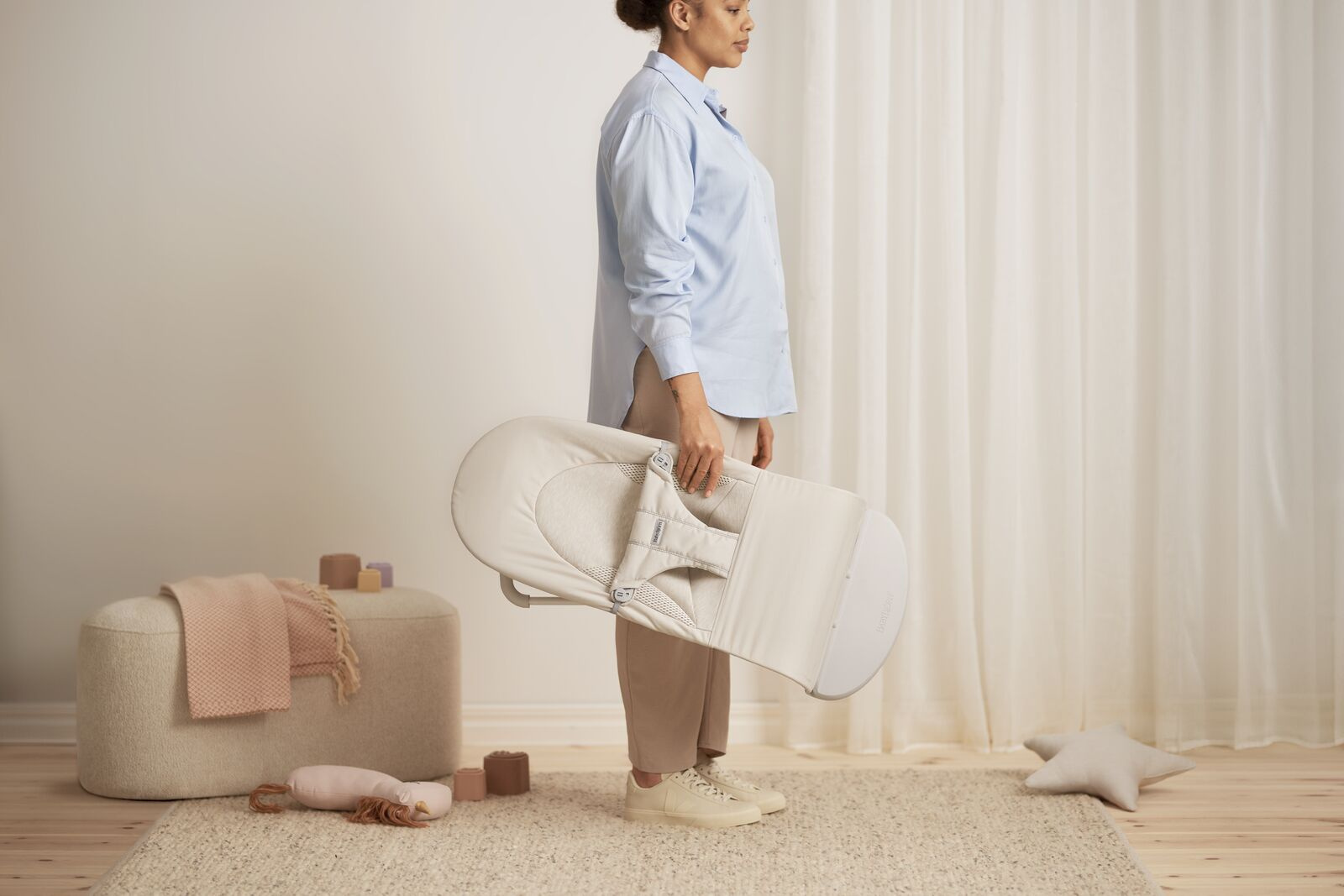 BabyBjorn leżaczek (Woven/Jersey) Tri Jasny Beż