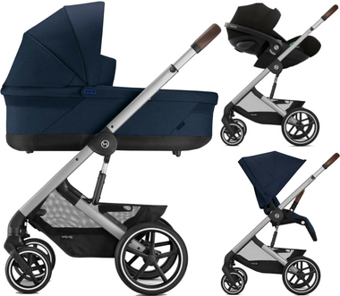 Zestaw 3w1 Cybex Wózek Balios S Lux (Slv) Ocean Blue & Gondola Balios S Lux Ocean Blue & Fotelik Samochodowy Cloud G Comfort Magic Black