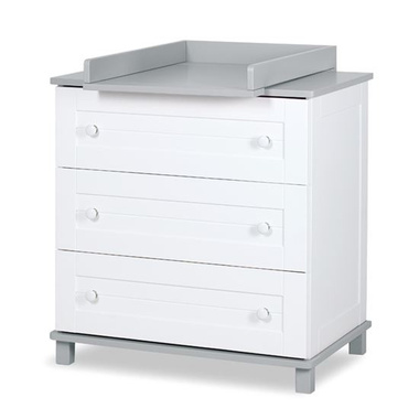 KLUPŚ Komoda Classic z przewijakiem, biało-szara