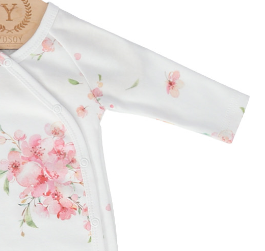 BODY Z SUPEŁKIEM | WIĄZANE OD DOŁU | 100% BAWEŁNA ORGANICZNA | JAPENESE FLOWERS | 62/68