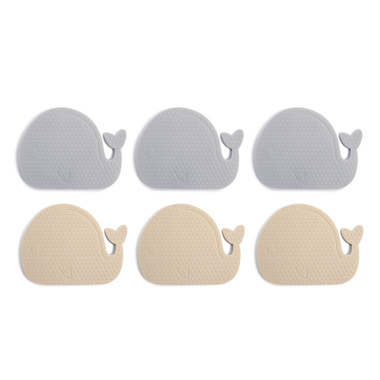 Filibabba Mini maty silikonowe do kąpieli 6 szt. Whales Blue Mix