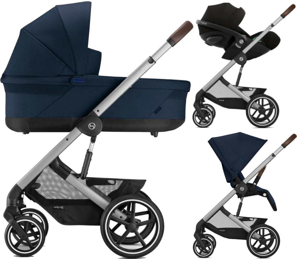 Zestaw 3w1 Cybex Wózek Balios S Lux (Slv) Ocean Blue & Gondola Balios S Lux Ocean Blue & Fotelik Samochodowy Cloud G Comfort Magic Black