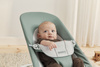 BABYBJORN - leżaczek BALANCE SOFT WOVEN/JERSEY - Jasnoszałwiowy/Szary