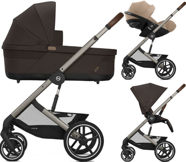 Zestaw 3w1 Cybex Wózek Balios S Lux (Tpe) Chocolate Brown & Gondola Balios S Lux Chocolate Brown & Fotelik Samochodowy Cloud G Plus Almond Beige