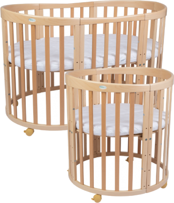 Waldin łóżeczko z materacem 7w1 (owalne), Natural 