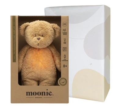 MOONIE Szumiący organiczny miś z lampką Cappuccino