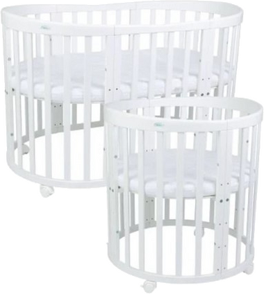 Waldin łóżeczko z materacem 7w1 (owalne), White
