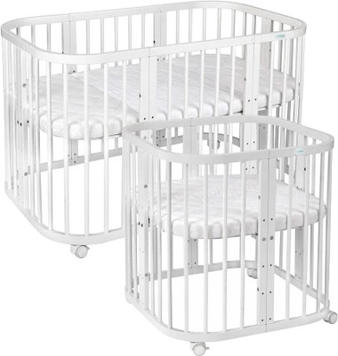 Waldin łóżeczko z materacem 7w1 (prostok), White 