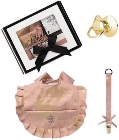 Bjallra Zestaw Śliniak + zawieszka Pink Golden
