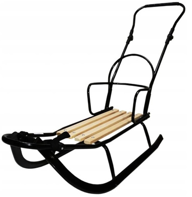 Sanki z oparciem i pchaczem, solidne | czarne