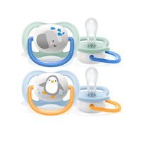 Smoczek Uspokajający Ultra Air Boy 0m+ słoń/pingwin - 2 szt