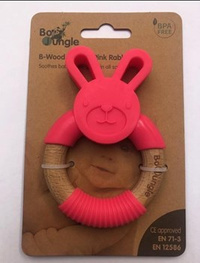 B-Gryzak drewniano-silikonowy Animals Pink Rabbit