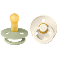 BIBS COLOUR SYMMETRICAL 2-PACK IVORY/SAGE S Smoczek kauczuk Hevea