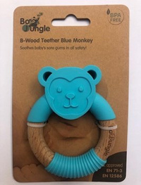 B-Gryzak drewniano-silikonowy Animals Blue Monkey