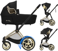 Zestaw 2w1 Cybex Wózek E-Priam 4.0 (J Scott) Black Gold Wings & Gondola Priam 4.0 (J Scott) Black Gold Wing