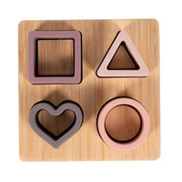 B-Sorter układanka silikon i bambus PINK serce