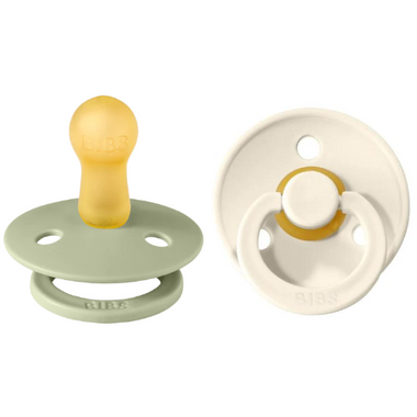 BIBS COLOUR SYMMETRICAL 2-PACK IVORY/SAGE S Smoczek kauczuk Hevea